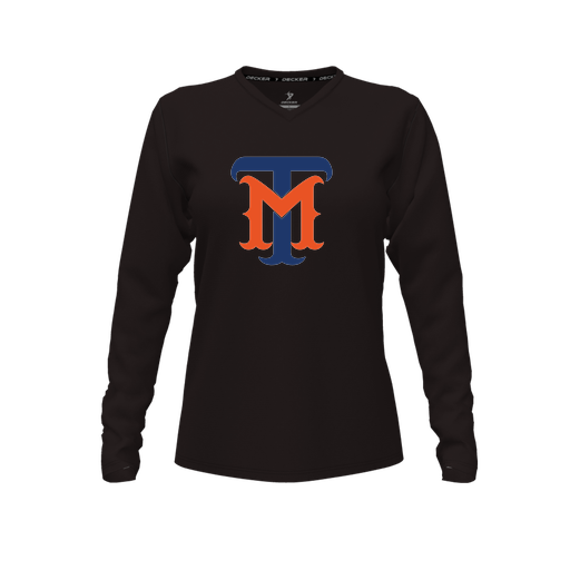 [CUS-DFW-TEES-CMF-VNK-LSL-BLK-FYXS-LOGO1] Comfort T-Shirt (Female Youth XS, Black, V Neck, Logo 1, Long Sleeve)