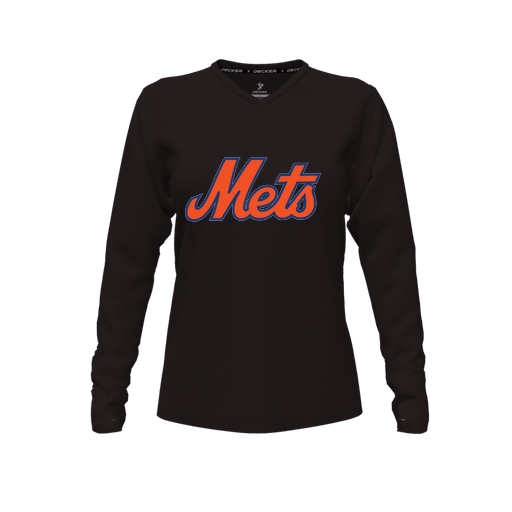 [CUS-DFW-TEES-CMF-VNK-LSL-BLK-FYXS-LOGO3] Decker Comfort T-Shirt (Female Youth XS, Black, V Neck, Logo 3, Long Sleeve)