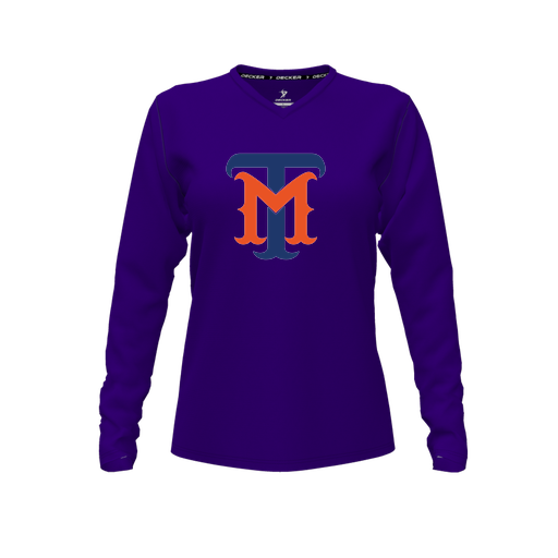 [CUS-DFW-TEES-CMF-VNK-LSL-PUR-FYXS-LOGO1] Comfort T-Shirt (Female Youth XS, Purple, V Neck, Logo 1, Long Sleeve)