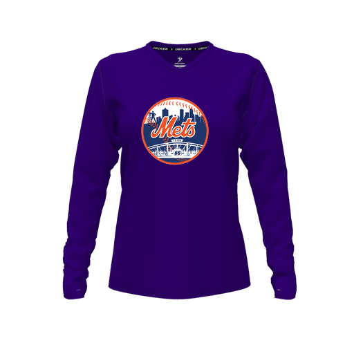 [CUS-DFW-TEES-CMF-VNK-LSL-PUR-FYXS-LOGO2] Decker Comfort T-Shirt (Female Youth XS, Purple, V Neck, Logo 2, Long Sleeve)