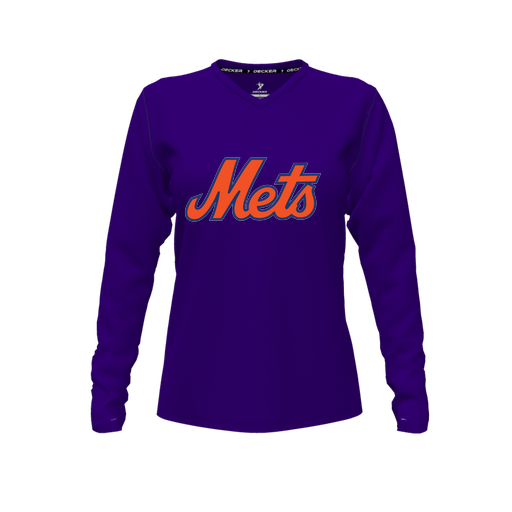 [CUS-DFW-TEES-CMF-VNK-LSL-PUR-FYXS-LOGO3] Decker Comfort T-Shirt (Female Youth XS, Purple, V Neck, Logo 3, Long Sleeve)