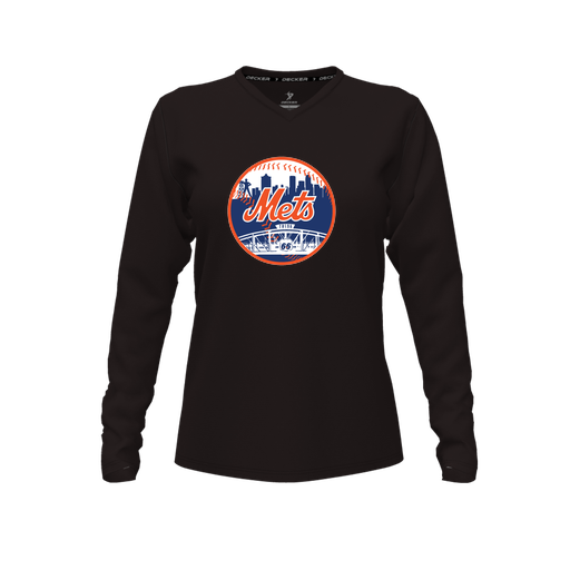 [CUS-DFW-TEES-PER-VNK-LSL-BLK-FYXS-LOGO2] Decker Performance T-Shirt (Female Youth XS, Black, V Neck, Logo 2, Long Sleeve)