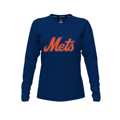 [FTLVPTNV-FYXS-LOGO3] Decker Performance T-Shirt (Female Youth XS, Navy, V Neck, Logo 3, Long Sleeve)