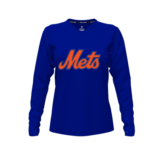 [CUS-DFW-TEES-PER-VNK-LSL-RYL-FYXS-LOGO3] Decker Performance T-Shirt (Female Youth XS, Royal, V Neck, Logo 3, Long Sleeve)
