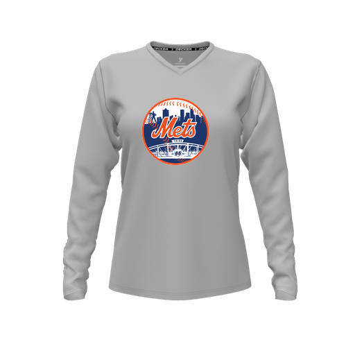 [CUS-DFW-TEES-PER-VNK-LSL-GRY-FYXS-LOGO2] Performance T-Shirt (Female Youth XS, Gray, V Neck, Logo 2, Long Sleeve)