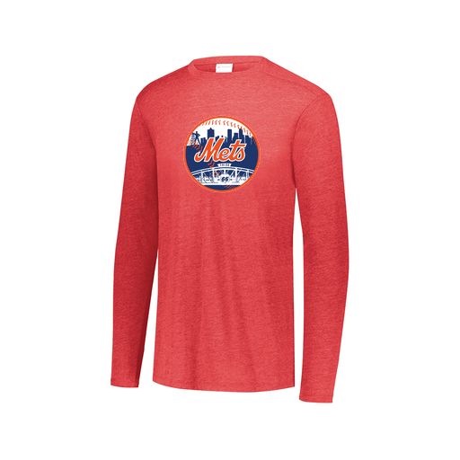 [3075.V96.XS-LOGO2] Decker Men's Tri-Blend T-Shirt - Long Sleeve (Adult XS, Red, Logo 2)