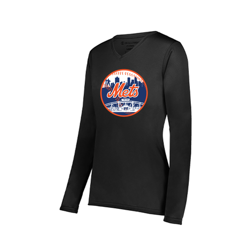 [222824.080.S-LOGO2] Ladies LS Smooth Sport Shirt (Female Adult S, Black, Logo 2)