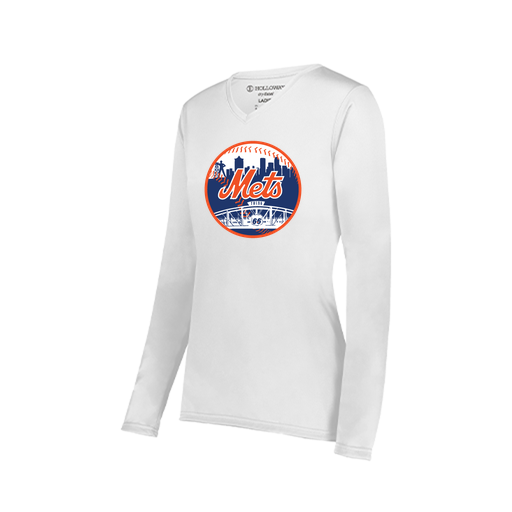 [222824.005.S-LOGO2] Ladies LS Smooth Sport Shirt (Female Adult S, White, Logo 2)
